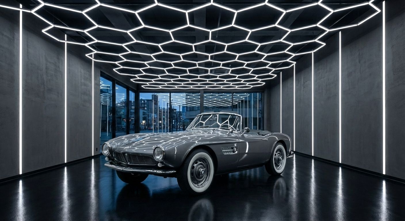 BMW 507 Roadster in a showroom