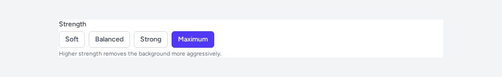 Strength selector showing Max selected by default