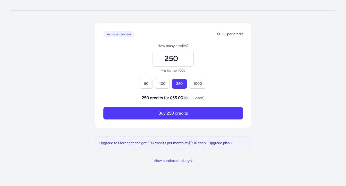 Top up your credits in Vision