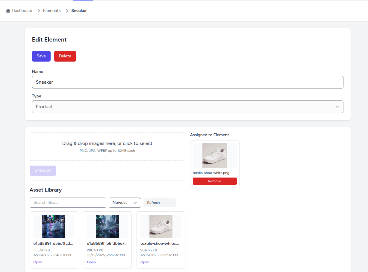Assigned image to the product