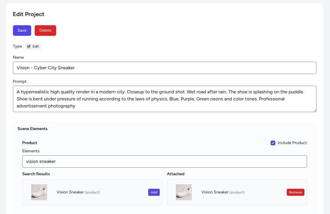 Edit Project form