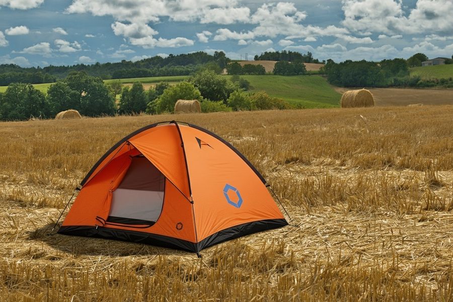 An orange tent in Tuscany