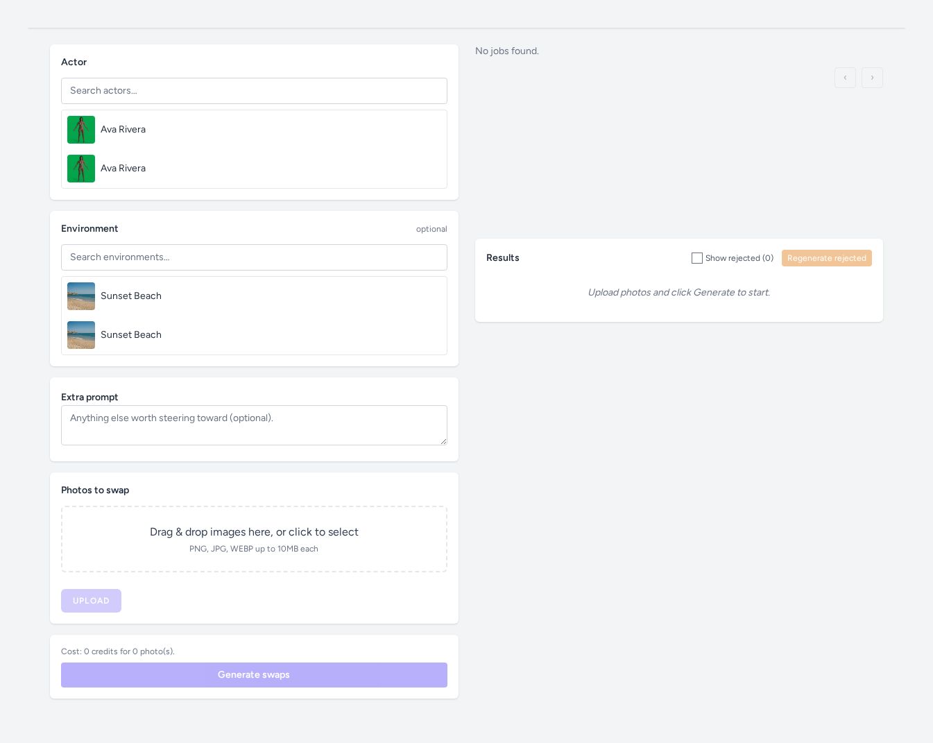 Swap the person in a product image in Vision