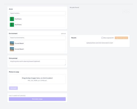 Swap the person in a product image in Vision