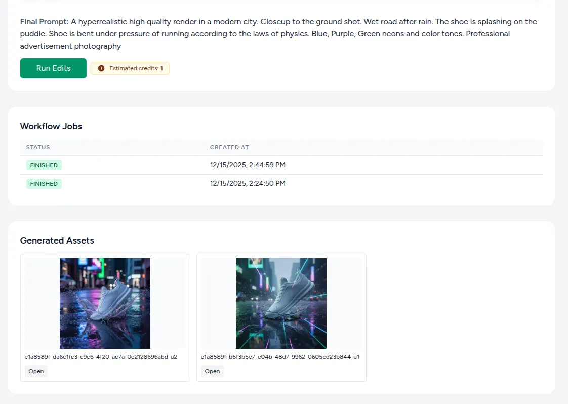 Project after running edits in Vision