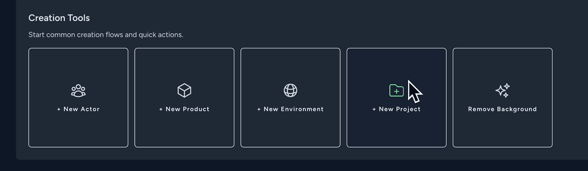 Creating tools and the New Project view