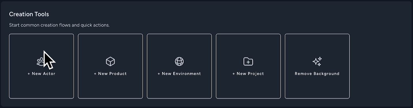 Vision dashboard with the Creation Tools section visible