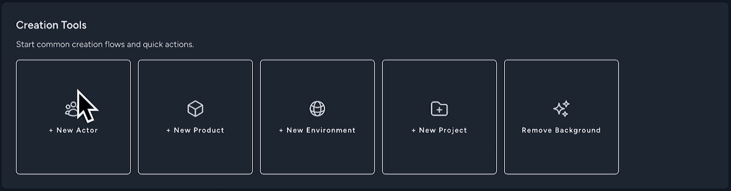 Vision dashboard with the Creation Tools section visible