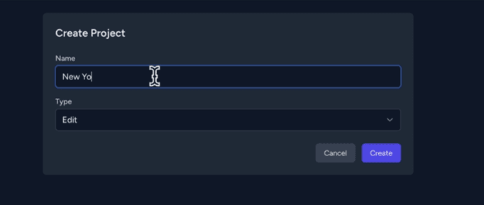 Creating project with fields to fill out