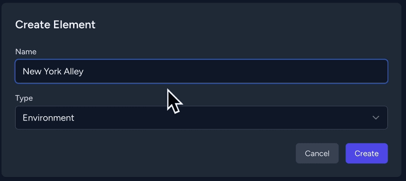 Create environment and fields to fill in