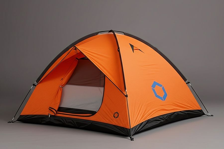 An orange tent in the studio